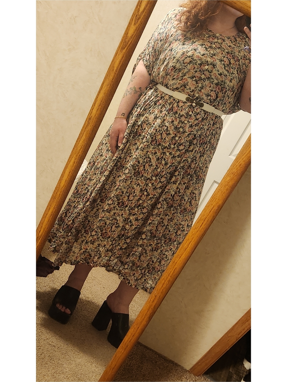 Vintage Her Excellency Floral Maxi Dress - Cream Florals